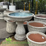 Ancient Bird Bath with textured stone-look finish and classic pedestal design