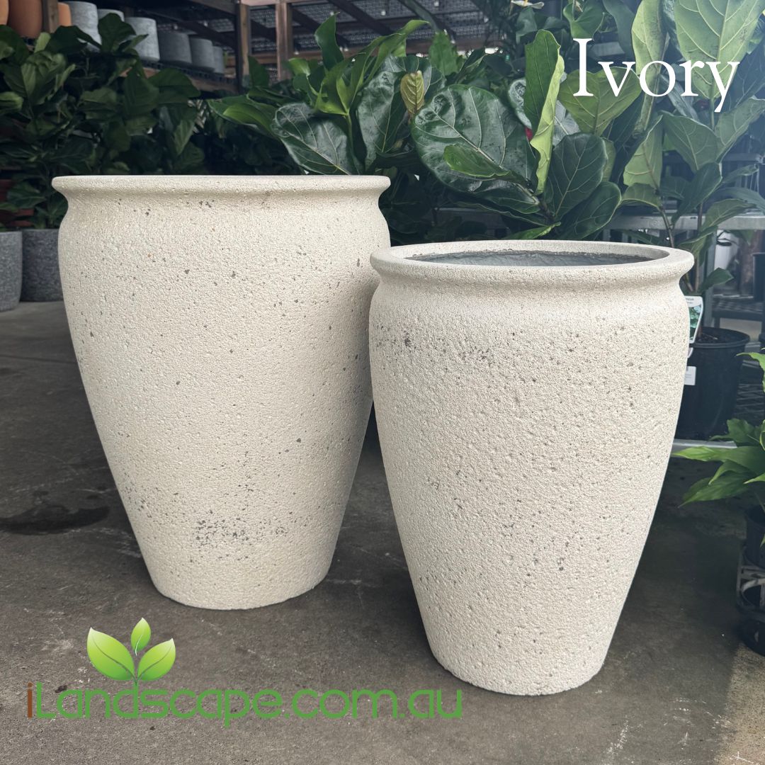 Fossil Tall Swelte Planter in Ivory