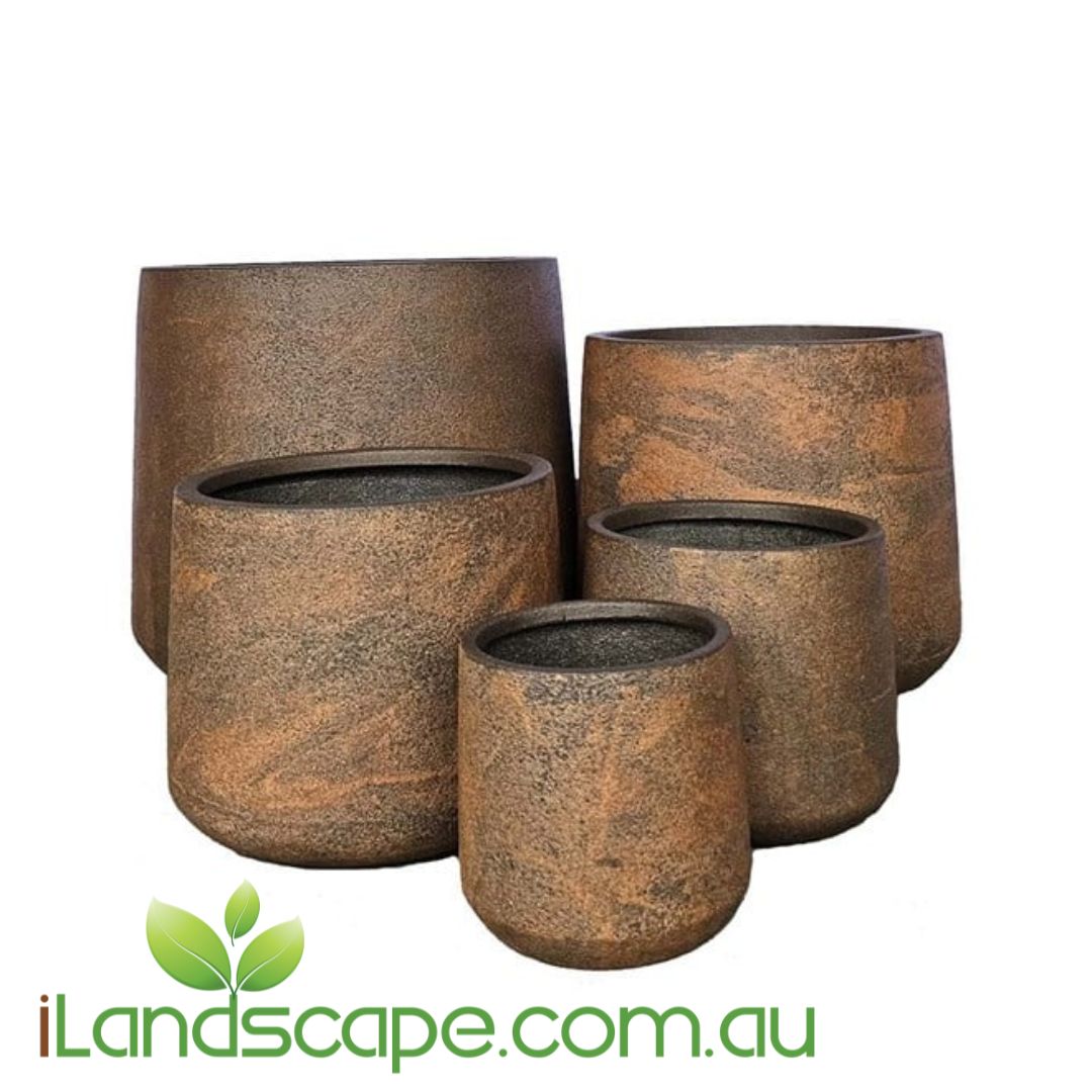 Modstone cylinder planter pot with a smooth, modern finish in a neutral tone